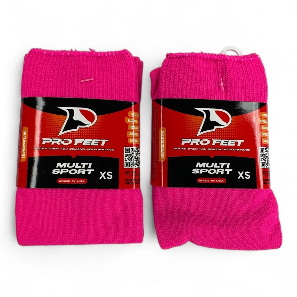 Pro Feet Multi Sport Socks‎ Hot Pink Boys Girls Size XS | 2 Pairs NWT